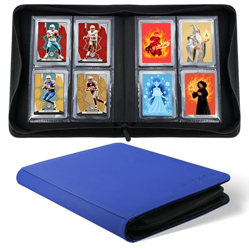 Top Loader Binder, WITHYU 4 Pocket Trading Card Binder for 3"x4" Rigid Cards, 128 Pockets Card Album with Ringless Design, Cards Storage Organizer for Sports, TCG, MTG (Deep Blue) - color: Deep Blue, size: 4 Pocket