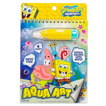 Spongebob Aqua Art, Mess-Free Water Reveal Coloring Book with Pen, No Mess Travel Activity Pad for Kids & Toddlers, Reusable Water Art Set, Preschool On-The-Go Toy, Mess Free Coloring for Toddlers - style: SpongeBob
