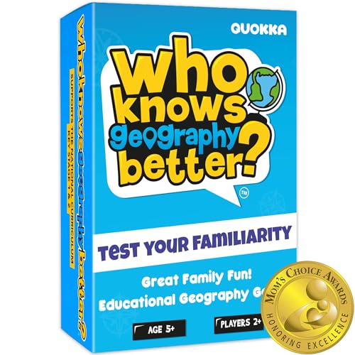Quokka Card Games for Kids 8-12 - Board Family Games for Kids and Adults | Geography Trivia Cards for Family Game Night - Who Knows Geography Better 500+ Questions - Fun Game for Families and Teen - color: 05. Geography