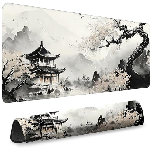 Gaming Mouse Pad, Desk Mat for Keyboard and Mouse, Large Mouse Pad for Desk, Computer Mousepad - color: Japanese Ink Painting 3