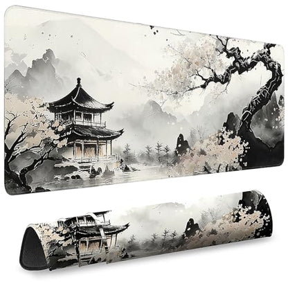 Gaming Mouse Pad, Desk Mat for Keyboard and Mouse, Large Mouse Pad for Desk, Computer Mousepad - color: Japanese Ink Painting 3