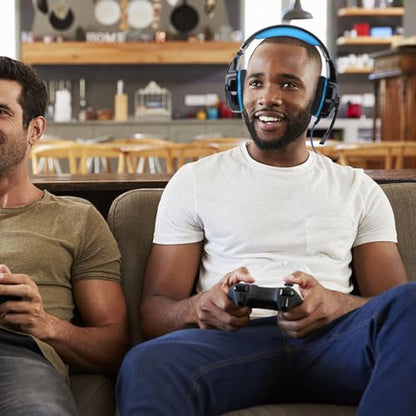 Wired Gaming Headset with Microphone for Computer Black and Blue Over-Ear Gaming Headphones with Adapter Cable for PC and Console 3.5mm Jack and Streaming