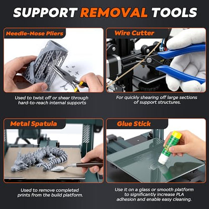 45 Pcs 3D Printer Tool Kit, Cleaning, Finishing, Measuring, Support Removal | Includes Deburring Tool, Digital Caliper, Carving knife, Wire Cutter, Cutting Mat, Brushes, Storage Bag, and more