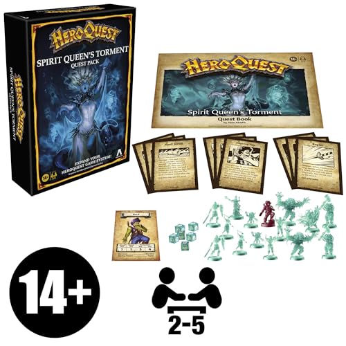 Avalon Hill HeroQuest Spirit Queen's Torment Quest Pack, Requires HeroQuest Game System to Play, Dungeon Crawler Games, Ages 14+, 2-5 Players, Strategy Games