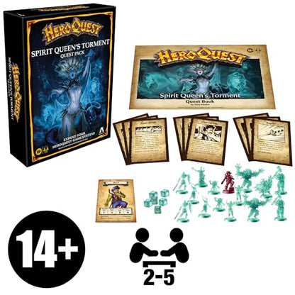 Avalon Hill HeroQuest Spirit Queen's Torment Quest Pack, Requires HeroQuest Game System to Play, Dungeon Crawler Games, Ages 14+, 2-5 Players, Strategy Games