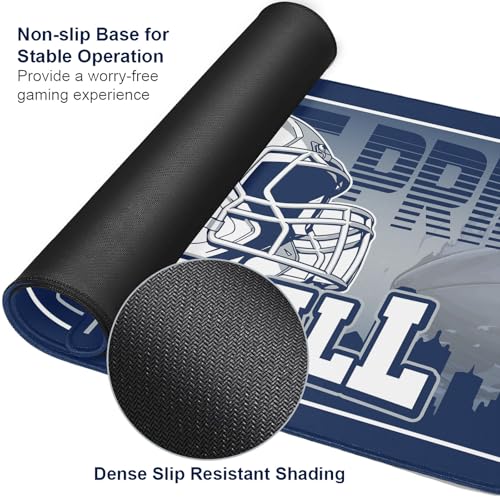 Football Desk Mat, Large Stitched Edges Gaming Mouse Pad, Blue White City Design Keyboard Mat for Laptop Computer Desktop - 31.5x12 Inch for Football Fans - color: Football Blue White