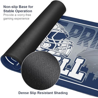Football Desk Mat, Large Stitched Edges Gaming Mouse Pad, Blue White City Design Keyboard Mat for Laptop Computer Desktop - 31.5x12 Inch for Football Fans - color: Football Blue White