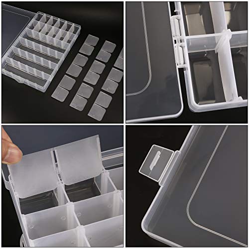 Umirokin Small Parts Organizer Box 2 Pack, 36 Grid Bead Organizer with Adjustable Dividers, Plastic Organizer Box for Screws, Jewelry Making, Craft Storage, Fishing Tackle, Clear Compartment Container - size: 36 Grids 2 Packs