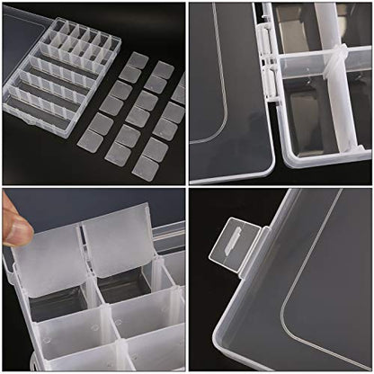 Umirokin Small Parts Organizer Box 2 Pack, 36 Grid Bead Organizer with Adjustable Dividers, Plastic Organizer Box for Screws, Jewelry Making, Craft Storage, Fishing Tackle, Clear Compartment Container - size: 36 Grids 2 Packs