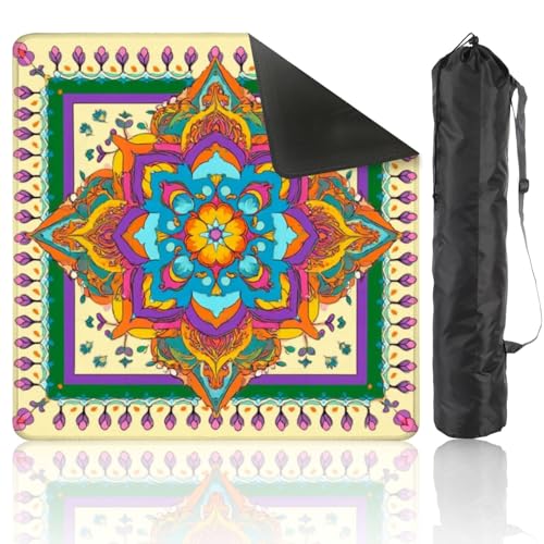 Mahjong Mat 31.5" x 31.5" Colorful Mandala Ornate Floral Design Decorative Border Non-Slip Noise Reduction Mahjong Tiles Table Cover for Dominoes Poker Card Board and Tile Games Gift - color: Color3
