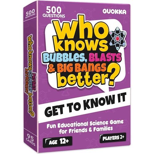 Quokka Card Games for Kids 8-12 - Board Family Games for Kids and Adults | Science Trivia Cards for Family Game Night - Who Knows Chemistry Physics Astronomy Better - Fun Game for Families and Teens - color: 09. Chemistry