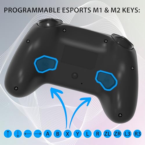 SUBSONIC Switch and Switch 2 Wireless Controller - LED Pro controller Black | Pro Controller Gamepad for Nintendo Switch 2 and Nintendo Switch, Ergonomic, Programmable LED, Vibration Function, Gyroscope - color: Black