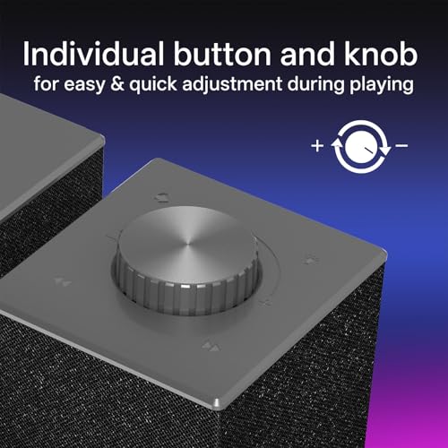 Redragon GS517 RGB PC Gaming Speaker, BT 5.3 & USB Dual Connectivity | 2.0 Stereo Enhanced Sound Desktop Computer Speaker, 8 RGB Lighting Effects, Touch Controls & Volume Knob, Sleek Design