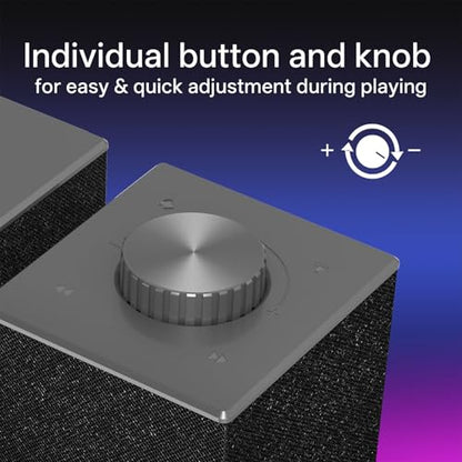 Redragon GS517 RGB PC Gaming Speaker, BT 5.3 & USB Dual Connectivity | 2.0 Stereo Enhanced Sound Desktop Computer Speaker, 8 RGB Lighting Effects, Touch Controls & Volume Knob, Sleek Design