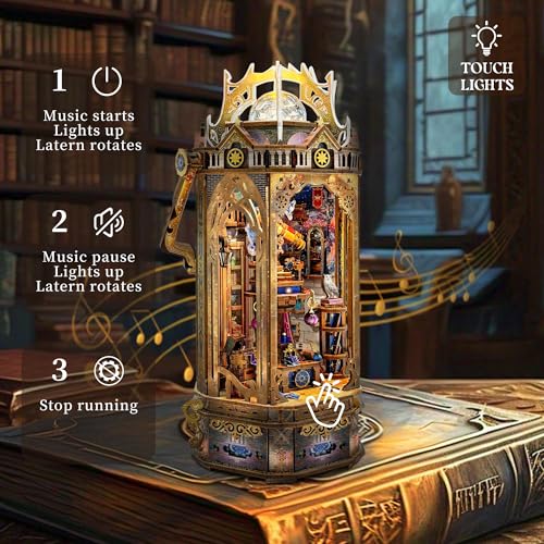 3D Wooden Puzzles for Adults 3D Puzzles Model kit Stress-Relief Toy with Mechanical Rotation Bookshelf Ideal Gift for Adults and Teens- The Lantern of Gaiaxy - color: The Lantern of Gaiaxy