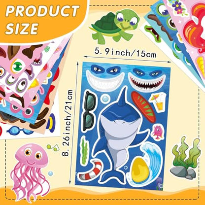 24 Sheets Make a Face Stickers for Kids Toddlers, Make Your Own Animal Mix and Match Sticker Sheets with Sea Animals Horses Dinosaurs Unicorns for Kids Crafts Party Favors Goodie Bags Stuffers - style: Animal