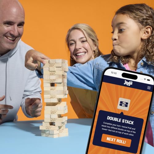 Official Hasbro Games Jenga Game | Digital Die for 6 More Ways to Play | Original Wood Block Game | Stacking Tower | Ages 6+ | 1+ Players | Party Games
