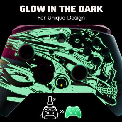 PDP Gaming REMATCH GLOW Enhanced Wired Gaming Controller: Licensed Glow in the Dark Gamepad for Xbox Series X|S, Xbox One, Windows PC, Mappable Back Buttons, Advanced Customizable App: Android Dreams - color: Android Dreams (Glow in the Dark), style: Cont