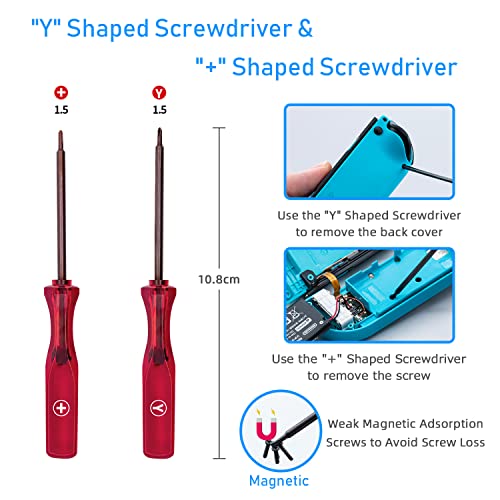 Mcbazel White 3D Replacement Joystick Analog Thumb Stick for Switch/Switch OLED Joy-Con(NOT for Switch 2), Replacement Tool Kit for Switch Lite and Switch Joycon Controller with +&Y-Screwdriver, Pry Tool, Tweezer - color: White