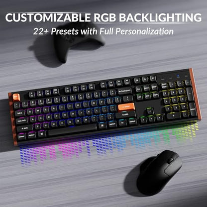 Keychron K10 HE Hall Effect Keyboard, Ultra-Fast Lime Silent Banana Magnetic Switch, Full-Size Tri-Mode Wireless Keyboard with Rapid Trigger, Adjustable Actuation, RGB, Aluminum + Wood Frame - Black - color: Silent Banana Switch - Black