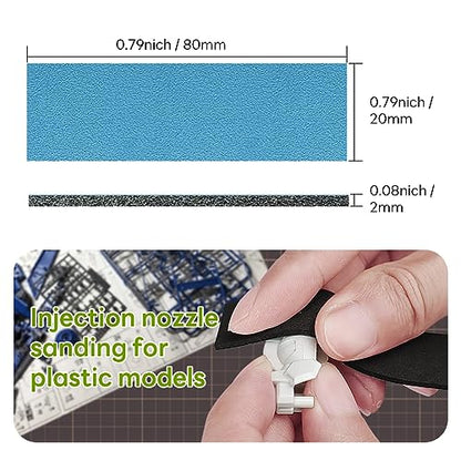 stedi Sanding Sponge for Model Gundam Building, 400-1200 Grit | Hobby Model Tools Hand Sanding Block Waterproof Wet Dry Reuse Sandpaper, 30 Sheets - style: 2mm #400 to #1200(30PCS)