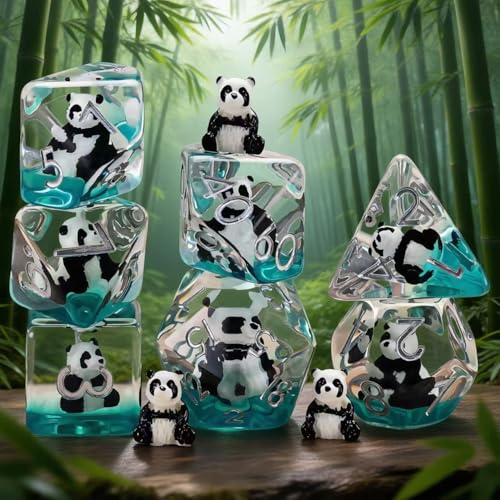 Panda Resin D&D Dice Set, 7-Piece DND Polyhedral Dice (D4, D6, D8, D10, D12, D20, D%) Dungeons and Dragons Dice Set - color: Panda