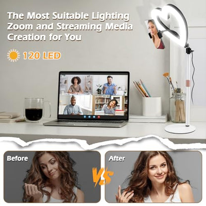 Ring Light for Desk,Heart Tabletop Light with 26" high Stand, RGB 47colors Selfie Light,USB Powered LED Desktop lamp with Phone Holder for Makeup Lights, Laptop Live Stream, YouTube,TikTok