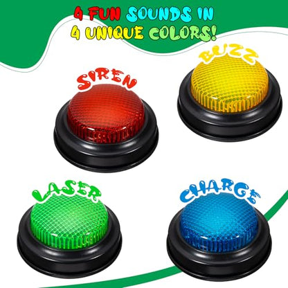 8-Pack Game Buzzers for Trivia Games – Classroom Quiz Buzzers with Lights & Sounds for Learning, Parties & Family Fun