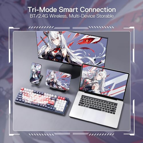 Redragon K686 PRO Wireless RGB Gasket Gaming Keyboard, Dye-Sub Anime Keycap | Multi-Function Control Wheel, 0-Delay Tri-Mode, Cushioned 5-Layer Noise Dampening for Creamy Thocky Sound, Practical 98 Keys - color: Eisa's Paradox (Anime Version), size: 98 Ke