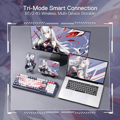 Redragon K686 PRO Wireless RGB Gasket Gaming Keyboard, Dye-Sub Anime Keycap | Multi-Function Control Wheel, 0-Delay Tri-Mode, Cushioned 5-Layer Noise Dampening for Creamy Thocky Sound, Practical 98 Keys - color: Eisa's Paradox (Anime Version), size: 98 Ke