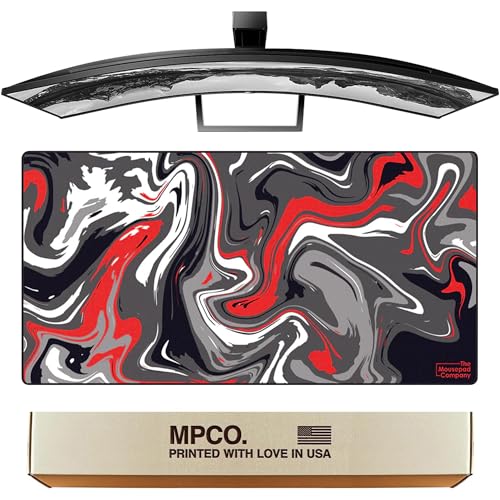 Red & Black Gaming Desk Pad, 36" x 17" Duraglyde Non-Slip Desk Mat | Strata, Durable Surface, Washable Fabric, Smooth Glide, Stable Grip, Large Keyboard and Mouse Pad for Everyday Use - color: Aeroglyde Red & Black, size: 36L x 17W inches