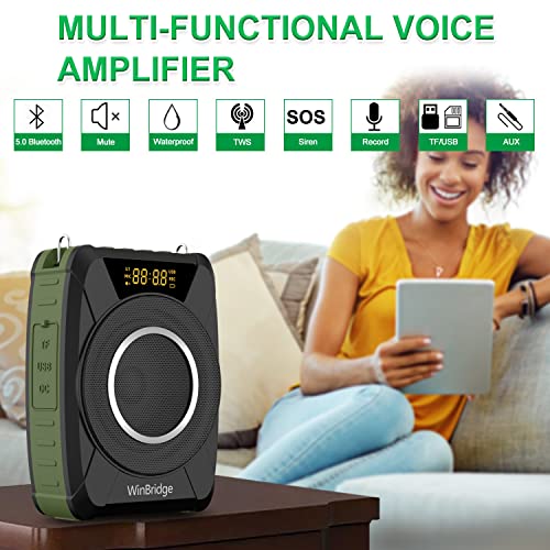 Waterproof Voice Amplifier with Wireless Microphone Headset M801 20W | Microphone with Speaker Portable Megaphone with Mic, Bluetooth Personal PA System for Teachers, Tour Guide, Singing, Elderly - color: black