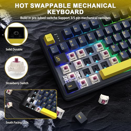 ATTACK SHARK X98 Wireless Mechanical Keyboard,Tri-Mode BT5.0/2.4GHz/USB-C Hot-Swappable,Gasket Mount with Pre-lubed Linear Switches,PBT Keycaps,RGB Backlit Gaming Keyboard for PC/Tablet/PS5/Xbox - color: Starry Black