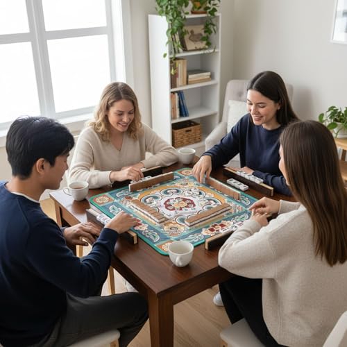 Green Mahjong Mat for Table, American Mahjong Mat with Printed Rules, 31.5x31.5 in, Anti-Slip, Noise-Reducing Table Cover with Carrying Bag for Mahjong, Poker, Dominoes and Card Games - color: Sage Green