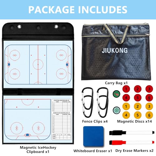 Magnetic Hockey Coaching Board – Portable Dry Erase Whiteboard with Fence Clip, Magnets & Carry Bag, Foldable Tactical Board for Ice Hockey Coaches & Players, Ideal Coach Gift - style: Hockey