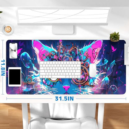 Gaming Mouse Pad, Desk Mat for Keyboard and Mouse, Large Mouse Pad for Desk, Computer Mousepad - color: Cool Cat Head 2