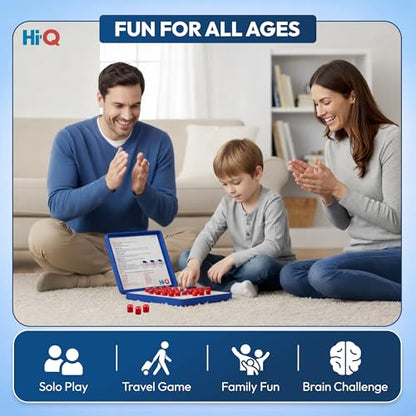 Original HI-Q Solitaire Game - Solitaire Board Game for Kids, Adults & Seniors, Solo 1-Player, Puzzle Strategy Problem Solving Game, Perfect Travel & College Board Game, Classic Hi-Q Peg Brain Teaser