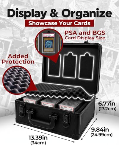 Graded Card Case – Durable PSA Slab Case with Combination Lock – 3 Row Graded Card Storage Box with 6 Foam Inserts – Compatible with PSA, GMA, HGA, NGS, SGC, CSG – Holds up to 480 Top Loaders - size: 3 Row