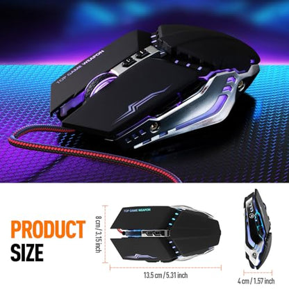 Guiheng Wired Gaming Mouse, Optical USB Mice for Laptop/Desktop, 800 to 3200 and RGB Light, Ergonomic with 7 Programmable Buttons for Computer Windows 7/8/10/XP Vista Linux Chromebook PC