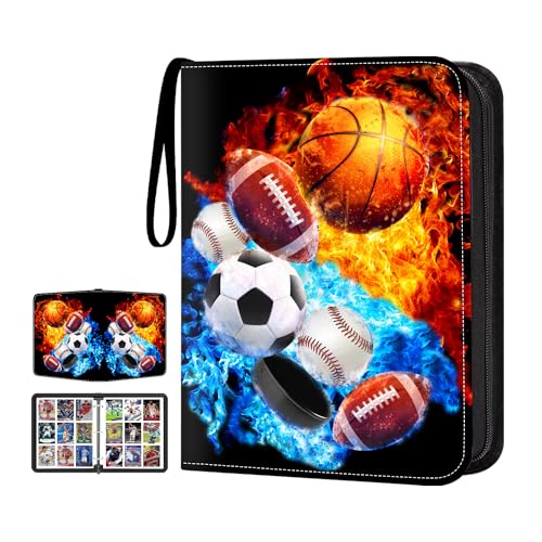 Sports Card Binder with Sleeves, 9-Pocket Trading Card Holder Card Collectors Album Hold Up to 900 Cards, Card Folder for Football Baseball Basketball Sport Trading Cards,TCG,MTG,PTG Games - color: Sports-900