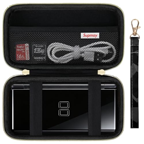 Supmay Hard Carrying Case Compatible with Nintendo DS Lite NDSL, Gameboy Advance Games Storage Holder Travel Bag with Mesh Pocket for USB Charging Cable, Stylus, Earphones, Game Cartridge, Black - color: Black Cube