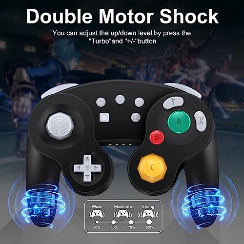 ADHJIE Wireless Gamecube Controller for Nintendo Switch,Wireless Switch Pro Controller for Nintendo Switch/PC/Steam,One-Button Wake Up,6-Axis Gyro Motion,Turbo & Auto Turbo(Black) - color: Black