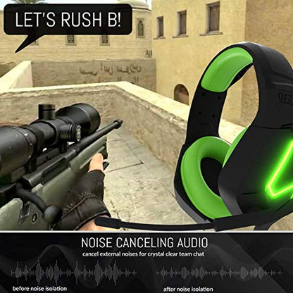 Orzly Gaming Headset (Green) for PC and Gaming Consoles PS5, PS4, Xbox Series X | S, Xbox ONE, Nintendo Switch & Google Stadia Stereo Sound with Noise Cancelling mic - Hornet RXH-20 Sagano Edition - color: Green