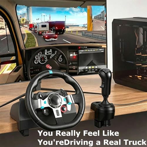 USB Truck Simulator Shifter for PC – 18-Speed ats shifter Compatible with Logi-tech G25/G27/G29/G920 & Thrustmaster TH8A, ETS2 Sim Racing Gear Shift Knob, USB Shifter for american truck simulator Pc