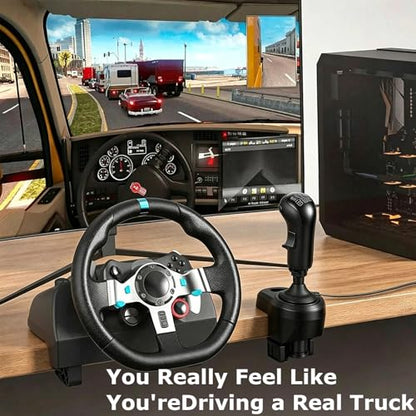 USB Truck Simulator Shifter for PC – 18-Speed ats shifter Compatible with Logi-tech G25/G27/G29/G920 & Thrustmaster TH8A, ETS2 Sim Racing Gear Shift Knob, USB Shifter for american truck simulator Pc