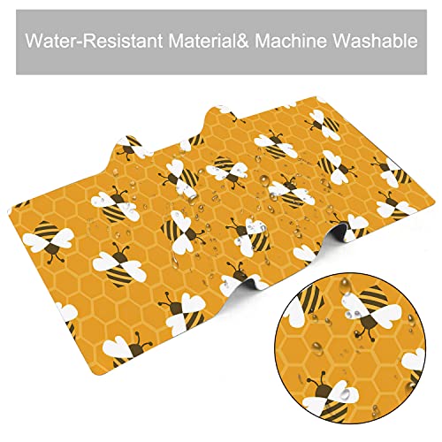 Bee with Honey Extended Gaming Mouse Pad Large Desk Mat with Non-Slip Rubber Base and Stitched Edges,Keyboard Mouse Mat Desk Pad for Work,Game,Office,Home 35.4 * 15.7 Inch - color: Bee With Honey
