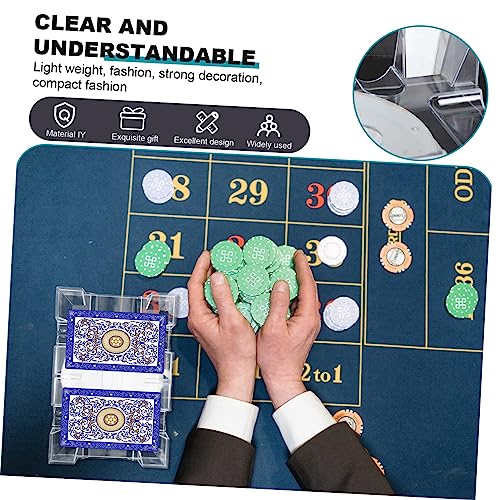 VANZACK Rotating Poker Card Stand with Tray Clear Plastic Storage Rack for Organizing Easy to Clean for Game Supplies