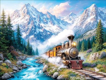 1000 Piece Jigsaw Puzzle for Adults - Mountain Express - A Steam Locomotive Train Thunders Down the Tracks - Challenging Puzzle Perfect for Game Nights - 1000 Piece for Adults. 20x27 inches - color: Mountain Express