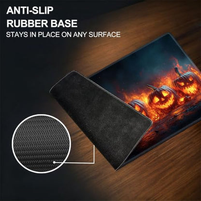 for MTG Playmat, Custom Trading Card Game Mat 27.6 x 15.7 in | Fiery Jack-o-Lanterns Premium Non-Slip Rubber Base, Water-Resistant & Stitched Edges, Personalized High-Definition Art - color: Fiery Jack-o-lanterns, size: 28" x 16" Regular