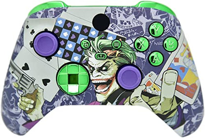 Hand Airbrushed Fade Custom Controller Compatible with Xbox Series X/S & Xbox One (Series X/S Crazy Cards W/Green Chrome Inserts) - color: Series X/S Crazy Cards W/Green Chrome Inserts
